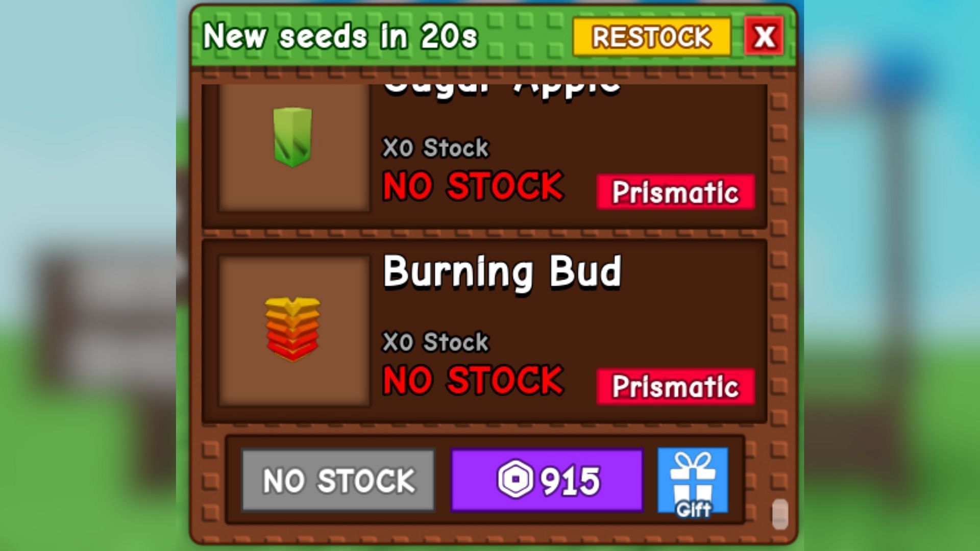 The latest Prismatic seed in the Seed Shop (Image via Roblox)